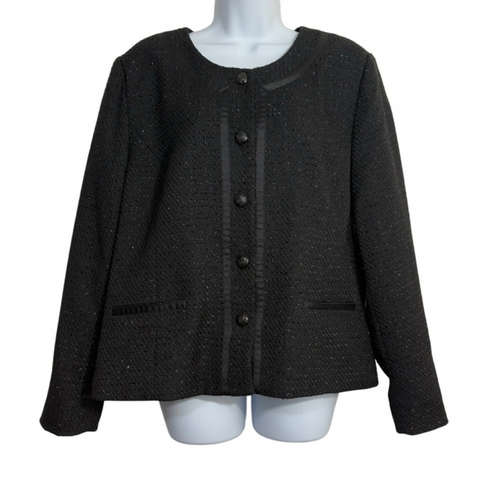 Covington Black Metallic Shimmer Structured Textured Women's Blazer Jacket SzXL